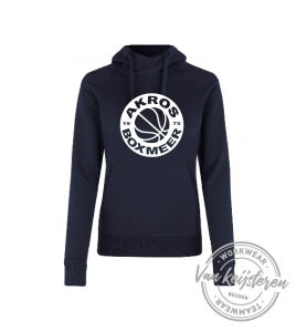 AKROS, 637 HOODIE DAMES, NAVY, ROND AKROS LOGO
