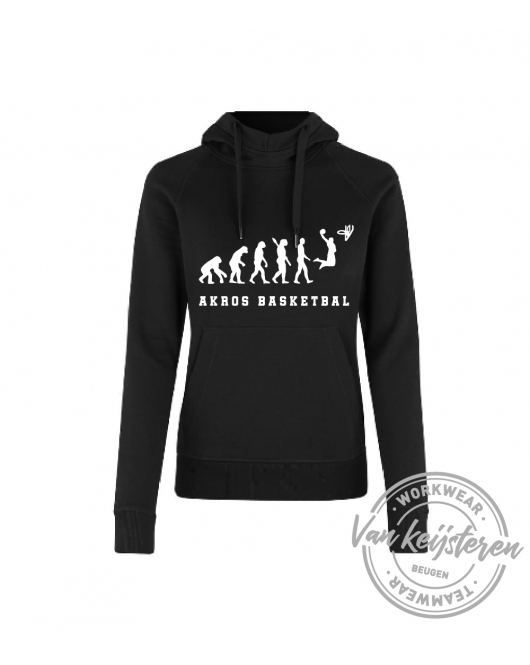 AKROS, 637 HOODIE DAMES, ZWART, AKROS EVOLUTION LOGO
