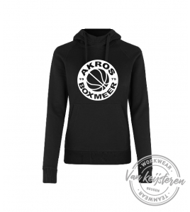 AKROS, 637 HOODIE DAMES, ZWART, ROND AKROS LOGO