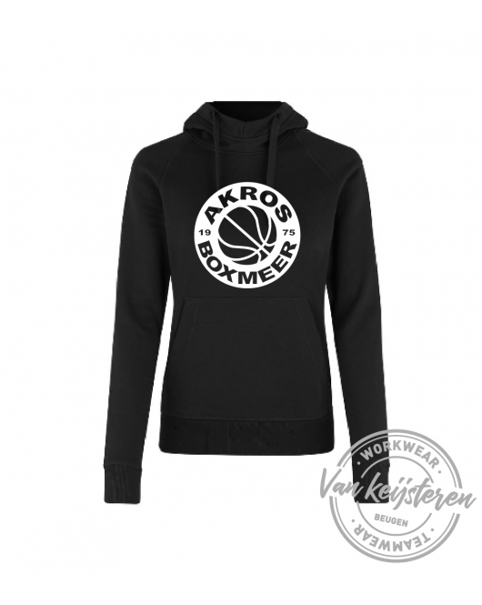 AKROS, 637 HOODIE DAMES, ZWART, ROND AKROS LOGO
