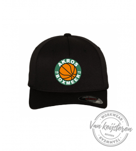 AKROS, 6277 FLEXFIT CAP KIDS, ZWART, GEBORDUURD LOGO