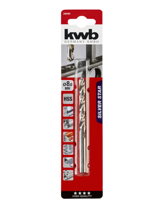 HSS BOREN SILVER STAR 8.0 MM KAART