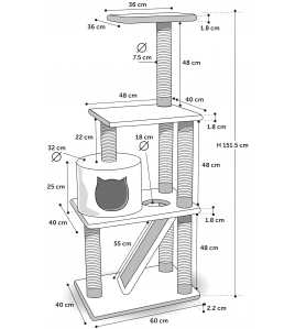 KRABPAAL FORZA ZWART 60X40X151,5CM