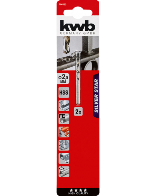 2 HSS BOREN SILVER STAR 2.0 MM KAART