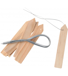 PLANTENETIKETTEN HOUT+IJZERDR. H10 CM NATUREL 15 STUKS/SET