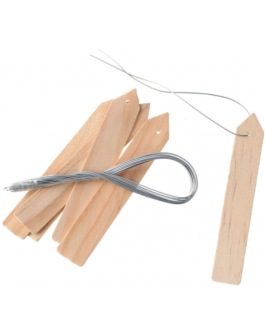 PLANTENETIKETTEN HOUT+IJZERDR. H10 CM NATUREL 15 STUKS/SET
