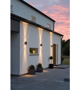 MODENA 230V WANDARMATUUR TRIADE TWINSPOT SINGLE STRIP 23.5CM, GU10, MAX 2X 35W MATZWART 230-240V