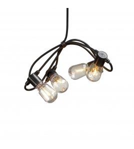 LED LICHTSNOER FEESTVERLICHTING 40X OVAAL EXTRA WARMWIT FILAMENT LED, 4 TRAPS DIMMER, LENGTE 9.75M, SPACING 25CM, 10M AANSLUITSNOER, ZWARTE KABEL, 6V BUITENTRAFO 230-240V