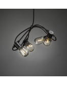 LED LICHTSNOER FEESTVERLICHTING 40X OVAAL EXTRA WARMWIT FILAMENT LED, 4 TRAPS DIMMER, LENGTE 9.75M, SPACING 25CM, 10M AANSLUITSNOER, ZWARTE KABEL, 6V BUITENTRAFO 230-240V
