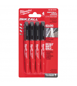 MARKER INKZALL&#8482; ULTRAFIJNE PUNT 0,6 MM ZWART (BLISTER 4 STUKS)