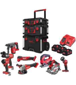 MILWAUKEE M18 FUEL&#8482; FPP8E-553P POWERPACK ACCU COMBISET 8-DELIG 18V 5.5AH IN PACKOUT&#8482; TROLLEY
