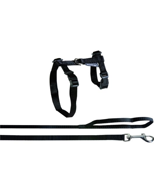 KAT HARNAS MET LOOPLIJN ELA ZWART L / XL 22-32CM 35-56CM 120CM 12MM KAT HARNAS MET LOOPLIJN ELA ZWART L / XL 22-32CM 35-56CM 120CM 12MM