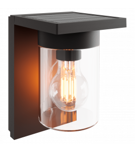 CALEX ASTI OUTDOOR RECHARGEABLE SOLAR WANDLAMP SMD 1.6W 150LM 2700K ZWART CALEX ASTI OUTDOOR RECHARGEABLE SOLAR WANDLAMP SMD 1.6W 150LM 2700K ZWART