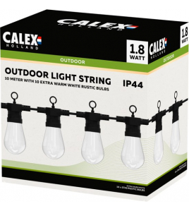 CALEX VISTA PARTY LIGHT STRING 100 – 240V 10 LAMPS (ST45) CLEAR 1.8W STRING 10 MTR WITH 80CM SPACE V W LM K CALEX VISTA PARTY LIGHT STRING 100 – 240V 10 LAMPS (ST45) CLEAR 1.8W STRING 10 MTR WITH 80CM SPACE V W LM K