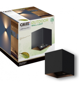 CALEX OUTDOOR BATTERY RECHARGEABLE UP AND DOWN WANDLAMP SMD 1,5W 60-170LM 2700K 3.7V ZWART ( VOLTERRA) CALEX OUTDOOR BATTERY RECHARGEABLE UP AND DOWN WANDLAMP SMD 1,5W 60-170LM 2700K 3.7V ZWART ( VOLTERRA)