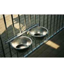 VOEDERSTEL DUBBELE BEUGEL MET 2 RVS BAKKEN 3 LITER