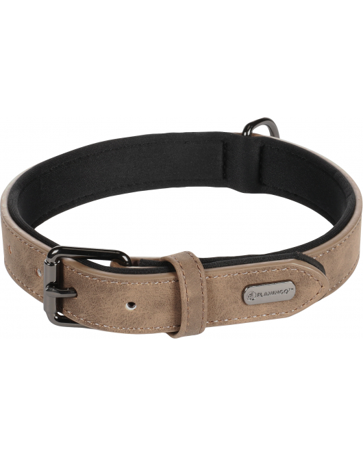 HOND HALSBAND MET NEOPREEN DELU BRUIN M / L 38-48CM 25MM