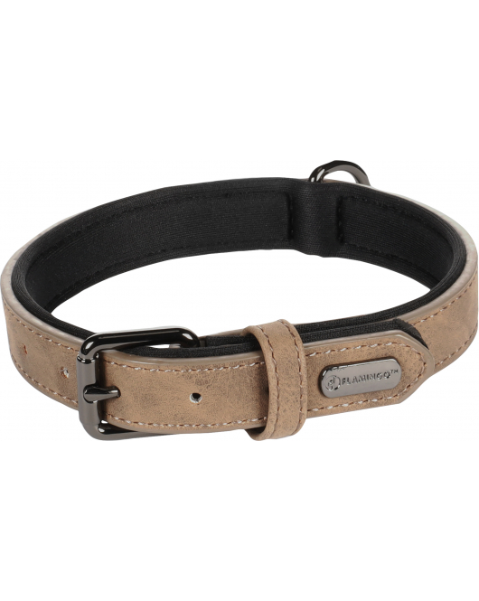 HOND HALSBAND MET NEOPREEN DELU BRUIN S / M 31-39CM 20MM