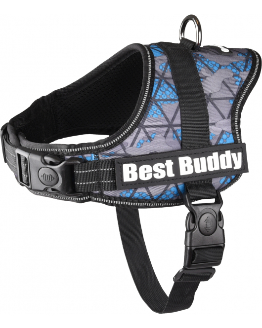 HOND HARNAS PLUTO BLAUW GRID S 40-51CM 50-70CM 12CM 25MM