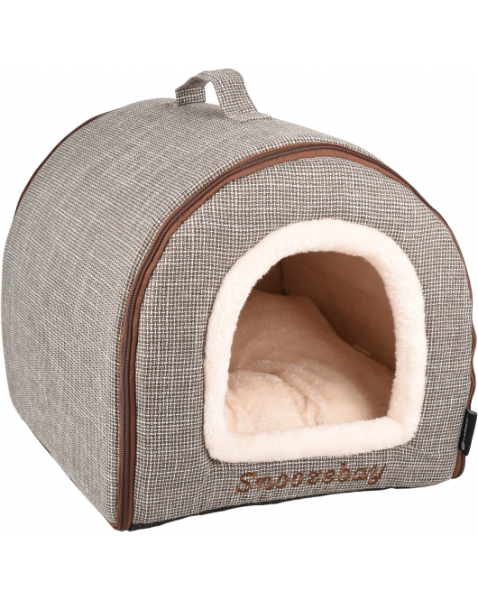 SLAAPPLAATS SNOOZEBAY OVAAL BRUIN & CREME 35X45X35CM