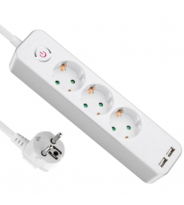 STEKKERDOOS 3V+KNOP+USB 1,5M 3X1,0Q