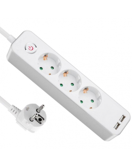 STEKKERDOOS 3V+KNOP+USB 1,5M 3X1,0Q