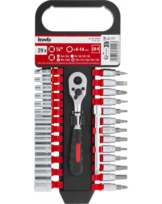 RATEL- EN DOPPEN SET 1/4"28 DELIG