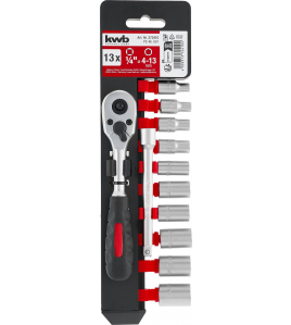 RATEL- EN DOPPEN SET 1/4 13 DELIG