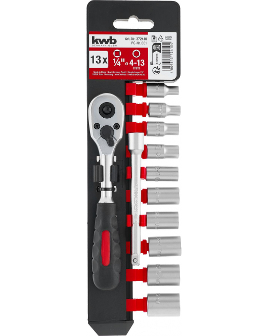 RATEL- EN DOPPEN SET 1/4 13 DELIG