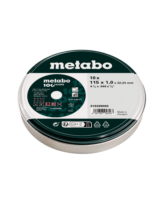 METABO DOORSLIJPSCHIJVEN NOVAPARID INOX Ø115X1,0X22,23