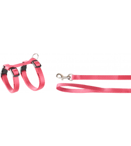 KITTENHARNAS + LIJN ZIGGI KERSENROOD 120CM 10MM KITTENHARNAS + LIJN ZIGGI KERSENROOD 120CM 10MM
