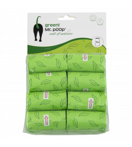 MR.POOP GREEN! NAVUL. POEPZAKJES 16 ROLLETJES-GROEN MOTIEF