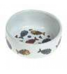 EETPOT KAT FISK KERAMISCH ROND WIT M 13,5X13,5X4CM 375ML