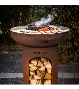 BBQ BONBIZA CORTEN MET HOUTOPSLAG