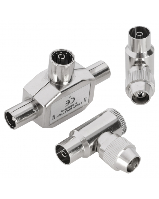 Q-LINK COAX SPLITTER - TV/2 STEKKER - FEMALE/FEMALE - HAAKS