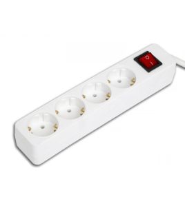 STEKKERDOOS 4V+KNOP 1,5M 3X1,5Q WIT