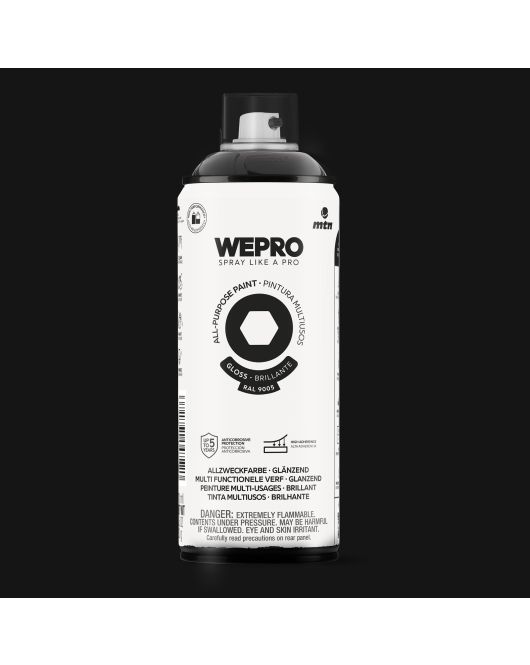 MTN WEPRO ALL-PURPOSE PAINT 400ML HG RAL 9005 ZWART