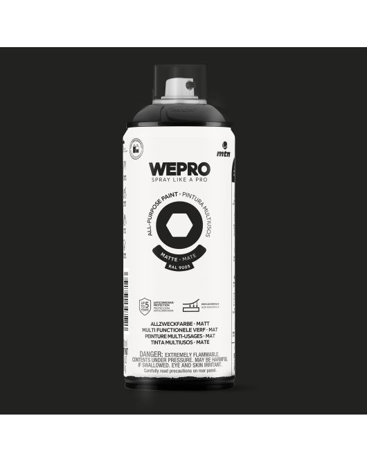 MTN WEPRO ALL-PURPOSE PAINT 400ML MAT RAL 9005 ZWART