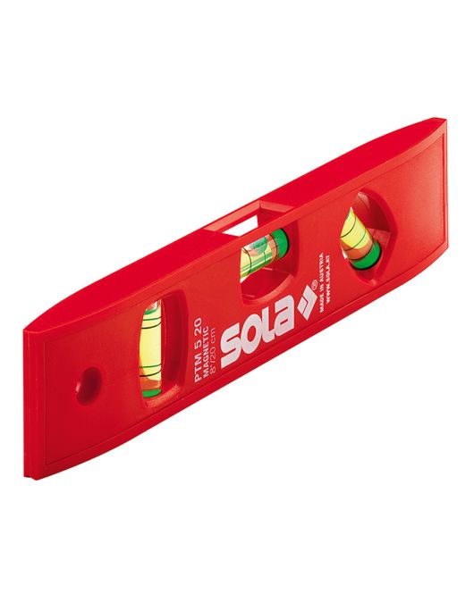 KUNSTSTOF WATERPAS PTM5/20 20CM 3 LIBELLEN HOBBY ROOD MAGNETISCH