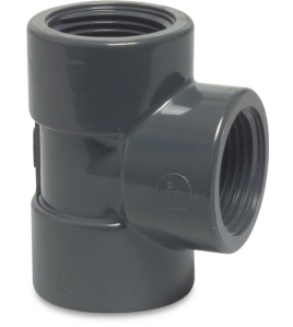 T-STUK 90&deg; PVC-U 3/4&quot; BINNENDRAAD 10BAR GRIJS