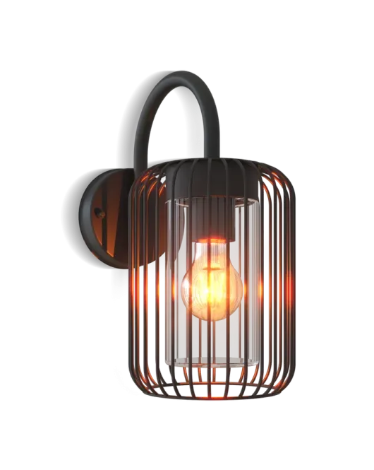 CALEX OUTDOOR WALL LIGHT WIRE ZWART (ROME)