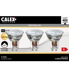 CALEX REFLECTOR VARIOTONE GLAS SMD GU10 5.5W 460LM 2200-3000K 220-240V DIMBAAR 3-PACK