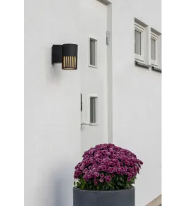 PISTOIA E27 230V WANDARMATUUR TUBE MET OPAAL ACRYLGLAS MET RASTER, 17CM, MAX 15W MATZWART 230V