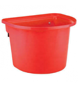 VOERBAK MET OPHANGHAKEN, HALFROND, ROOD 12L