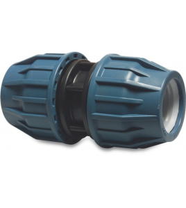 KOPPELING PP 20 MM KNEL 16BAR ZWART/BLAUW DVGW/KIWA/WRAS/SVGW