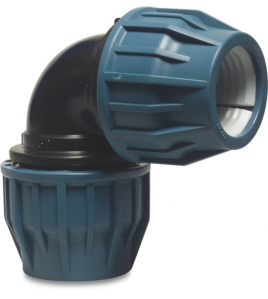 KNIE 90&deg; PP 25 MM KNEL 16BAR ZWART/BLAUW DVGW/KIWA/WRAS/SVGW