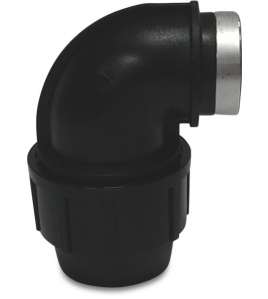 KNIE 90&deg; PP 32 MM X 3/4&quot; KNEL X BINNENDRAAD 16BAR ZWART/BLAUW DVGW/KIWA/WRAS/SVGW