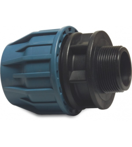AANSLUITSTUK PP 20 MM X 1/2&quot; KNEL X BUITENDRAAD 16BAR ZWART/BLAUW DVGW/KIWA/WRAS/SVGW