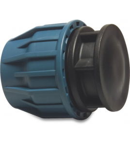 EINDKAP PP 16 MM KNEL 16BAR ZWART/BLAUW DVGW/KIWA/WRAS/SVGW