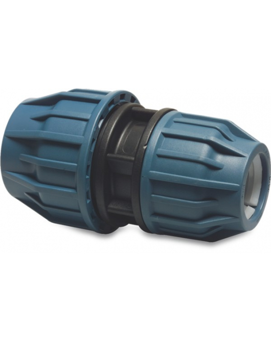 VERLOOPKOPPELING PP 25 MM X 16 MM KNEL 16BAR ZWART/BLAUW DVGW/KIWA/WRAS/SVGW